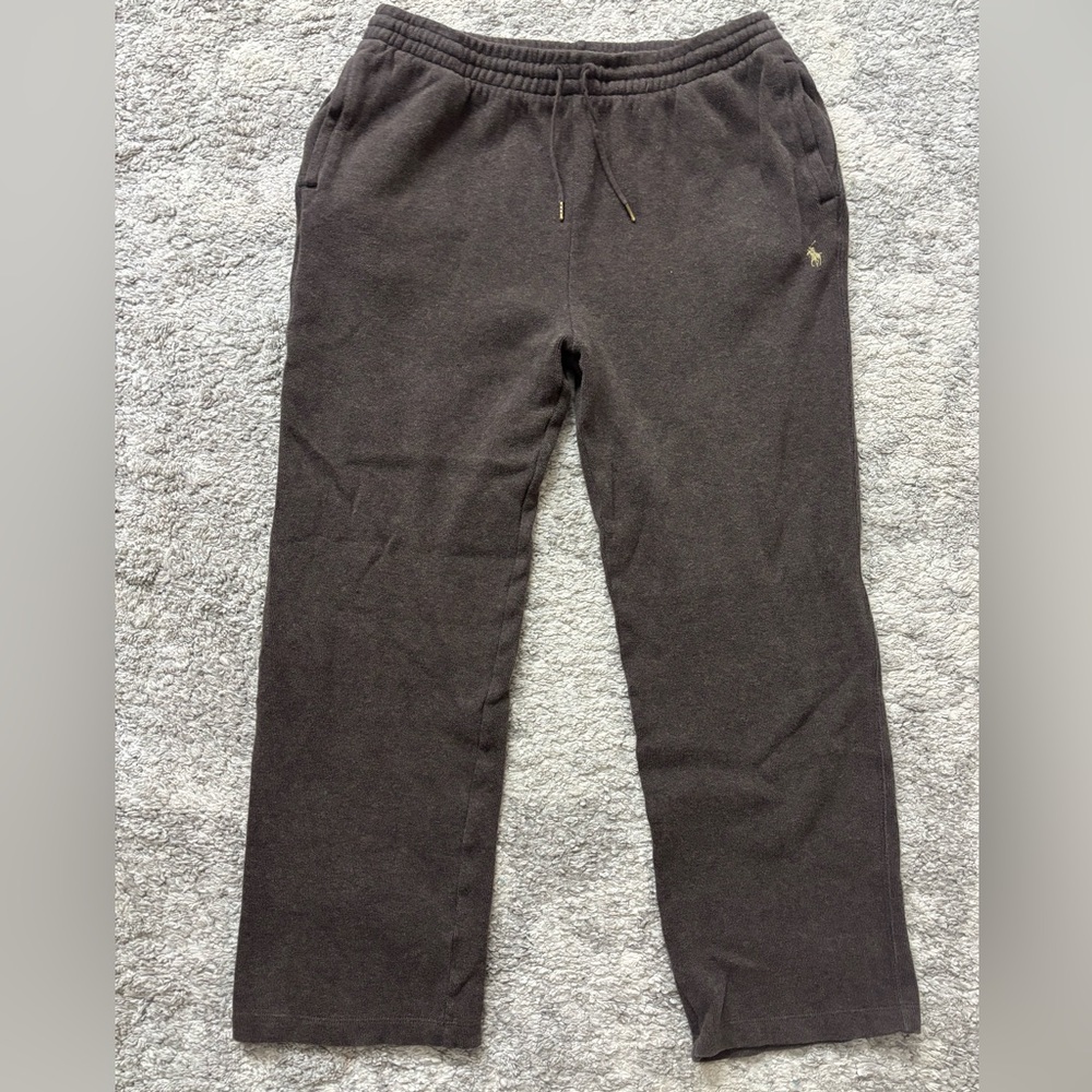 Polo Ralph Lauren Vintage Wide Leg Brown Sweatpants Comfy Lounge Pants Men L